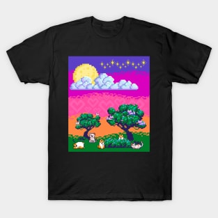 Pixelated Pets at Sunset T-Shirt